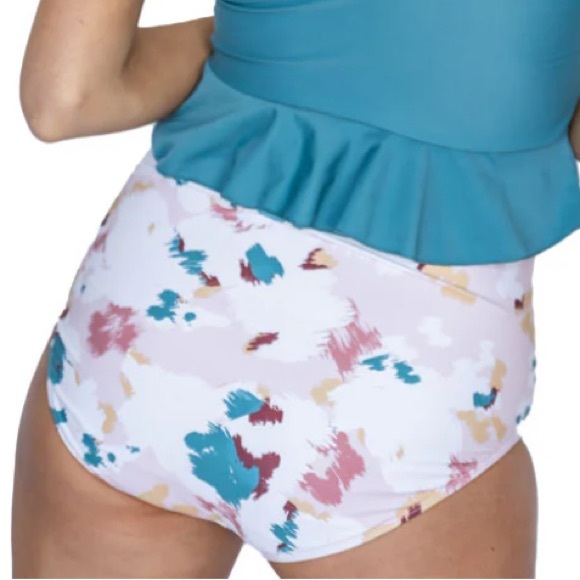 Janela Bay Peplum Top High Waisted Bottom Tankini Mix and Match Girls Swimsuit - Picture 10 of 11